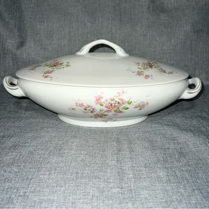Victoria Austria Vintage Oval Pink Flowers Serving Bowl